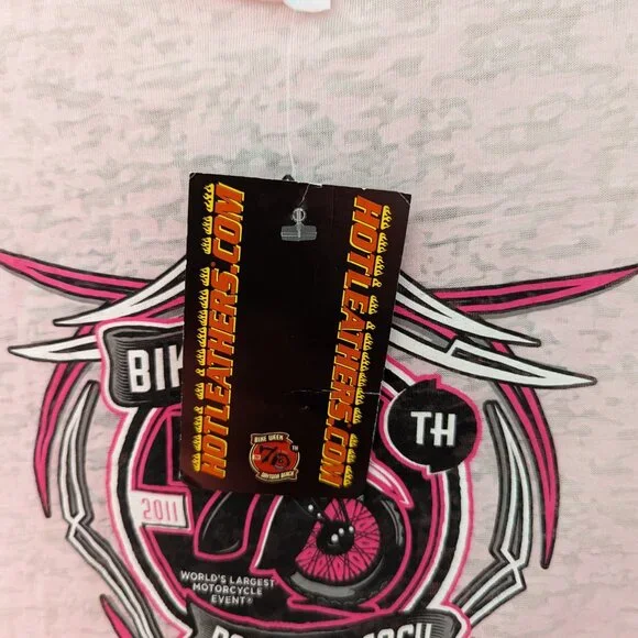 Vintage Daytona Bike Week 2011 70th Pink Short Sleeved T Shirt Size 2XL NWT Y2K - Picture 5 of 6